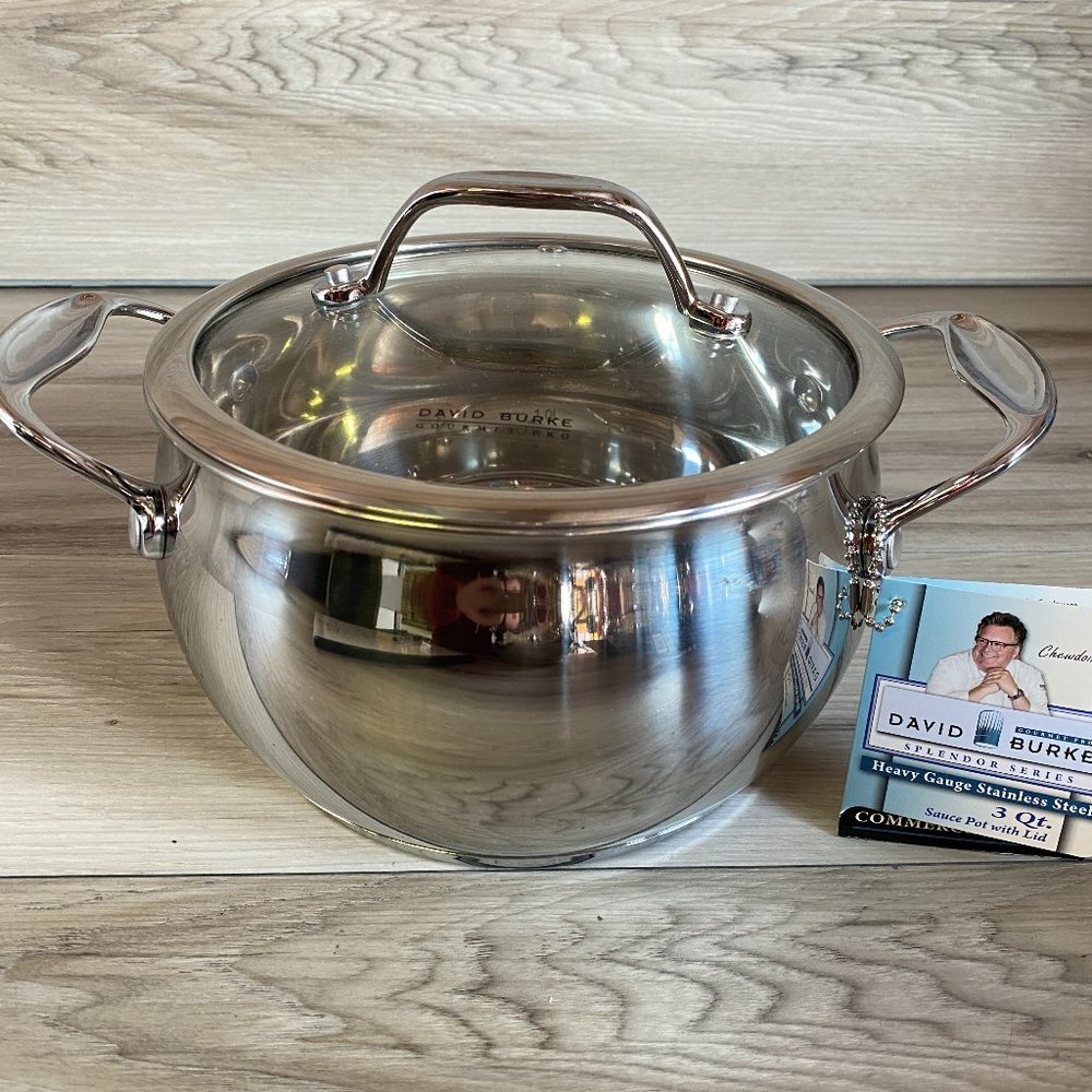 🆕 David Burke 3 QT Splendor Series Heavy Gauge 7.5"x4.5" Sauce Pot/Lid